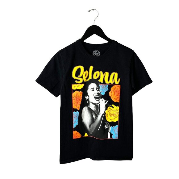 Selena Quintanilla Official Merchandise Black T-Shirt Womens Small Roses Graphic - Picture 2 of 16